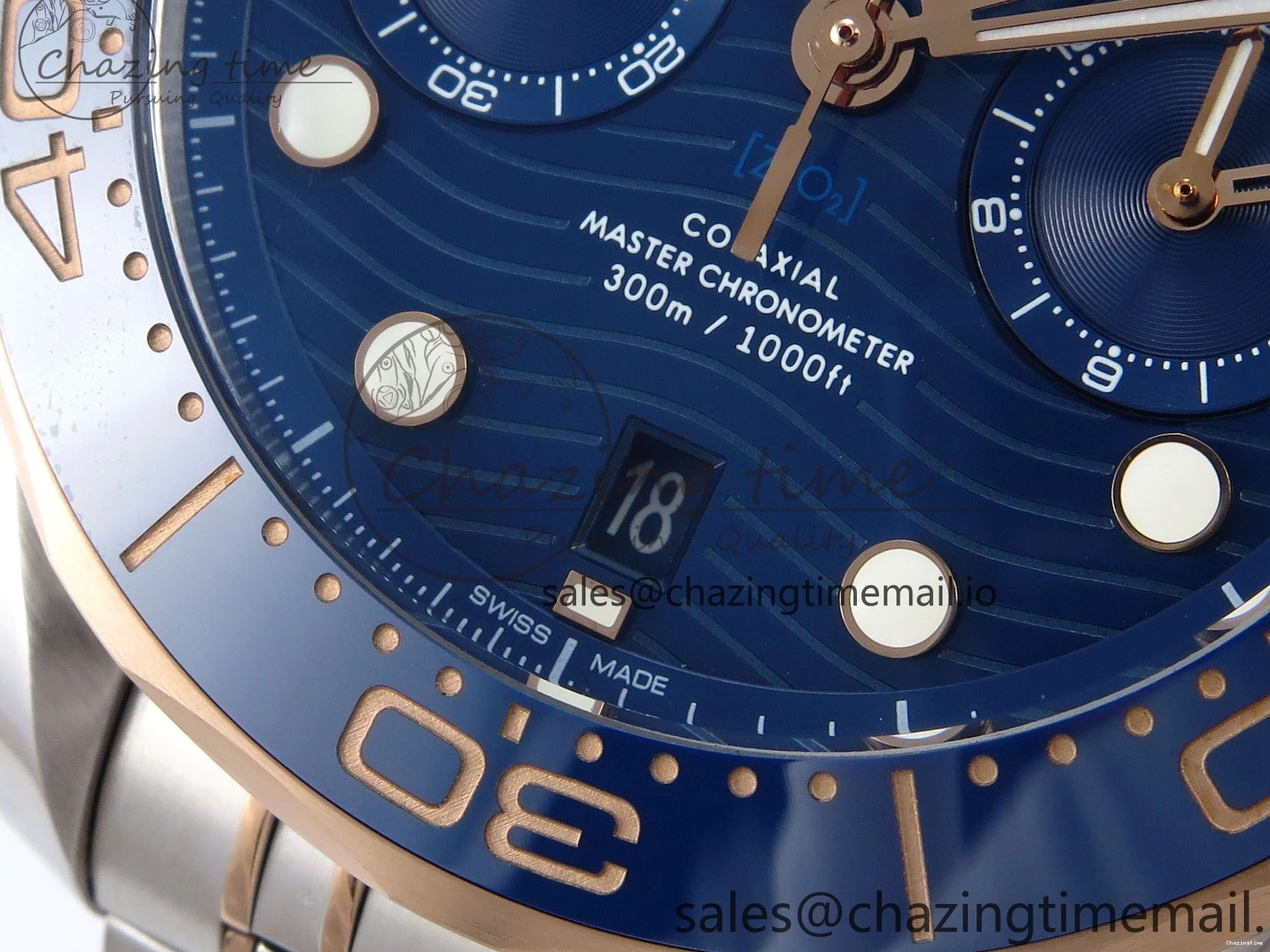 0131 Seamaster 300m Chrono SS RG OMF 1:1 Best Edition Blue Dial on SS RG Bracelet A Timeless 7686